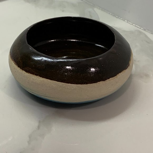 Handcrafted Pottery With Blue and Brown Glaze - Picture 3 of 9